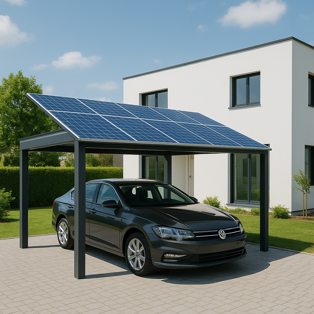 Modern Solar Carport with Sedan